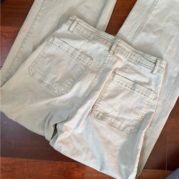 Oat New York Wide Leg Light Green Raw Hem Jeans Sz 8/29 - Picture 5 of 6
